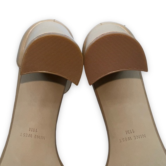 NEW Nine West Nora Nude Genuine Leather Chunky Strap Heels Women’s Size 11M - Picture 9 of 10